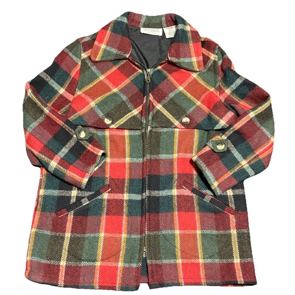 Vintage Laura Daniels Petite Red Zip Wool Flannel Size S Barn Chore Western